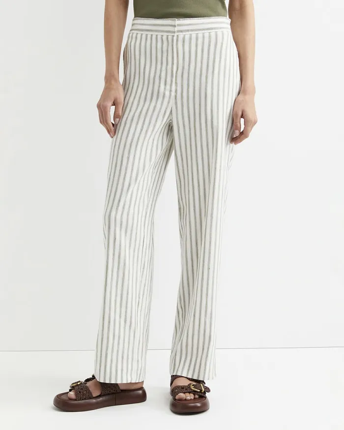 Sportscraft Rosa Wide Leg Linen Pant Whitekhaki Women Pants
