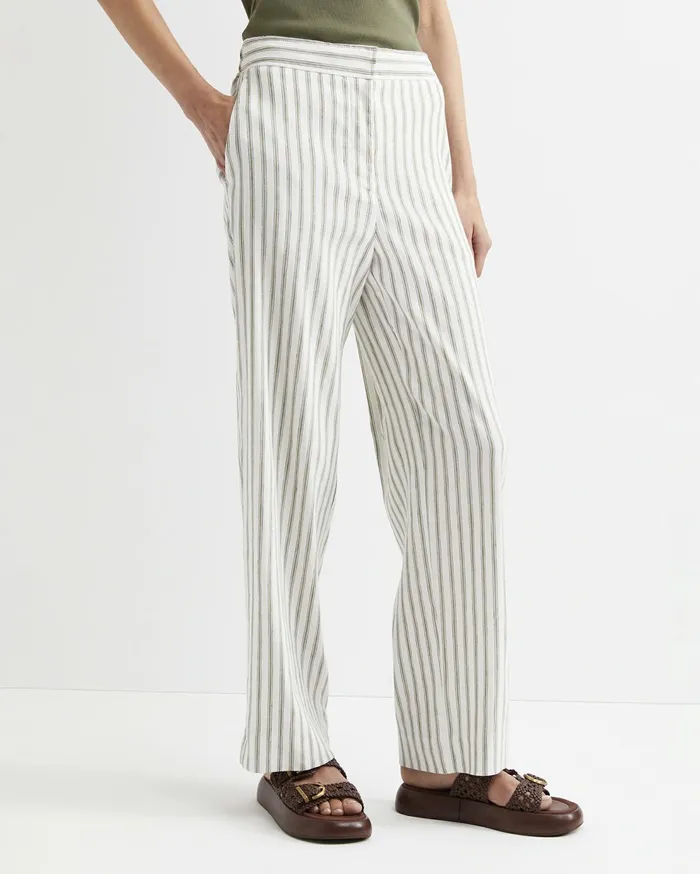 Sportscraft Rosa Wide Leg Linen Pant Whitekhaki Women Pants