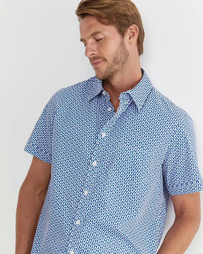 Sportscraft Russel Short Sleeve Shirt Whitemulti Men Shirts