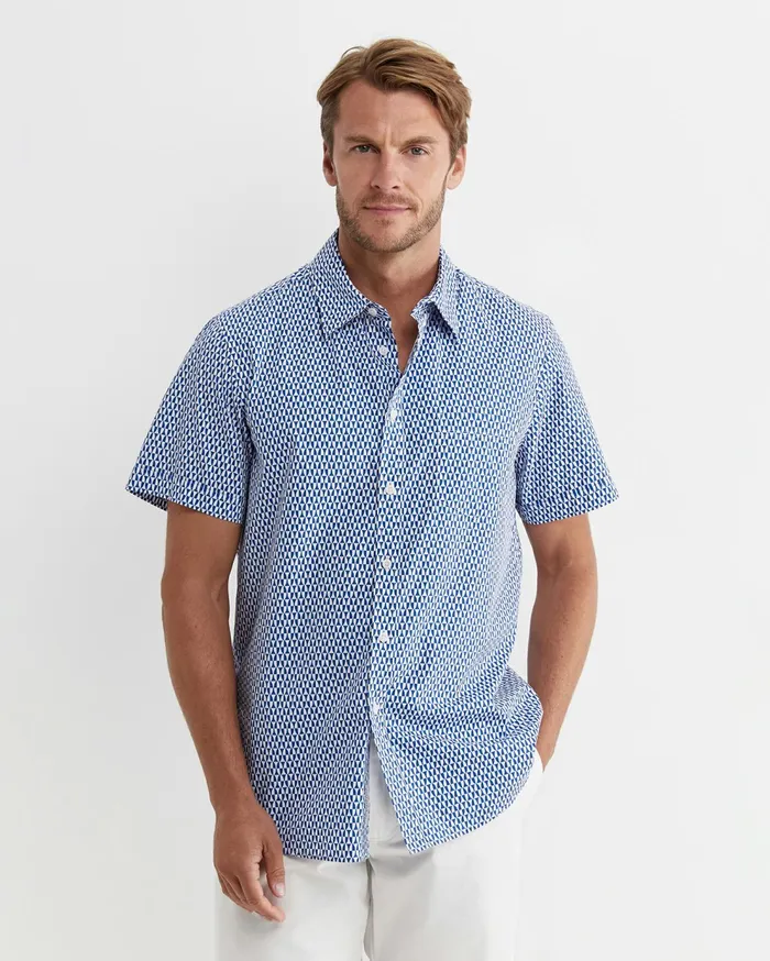 Sportscraft Russel Short Sleeve Shirt Whitemulti Men Shirts