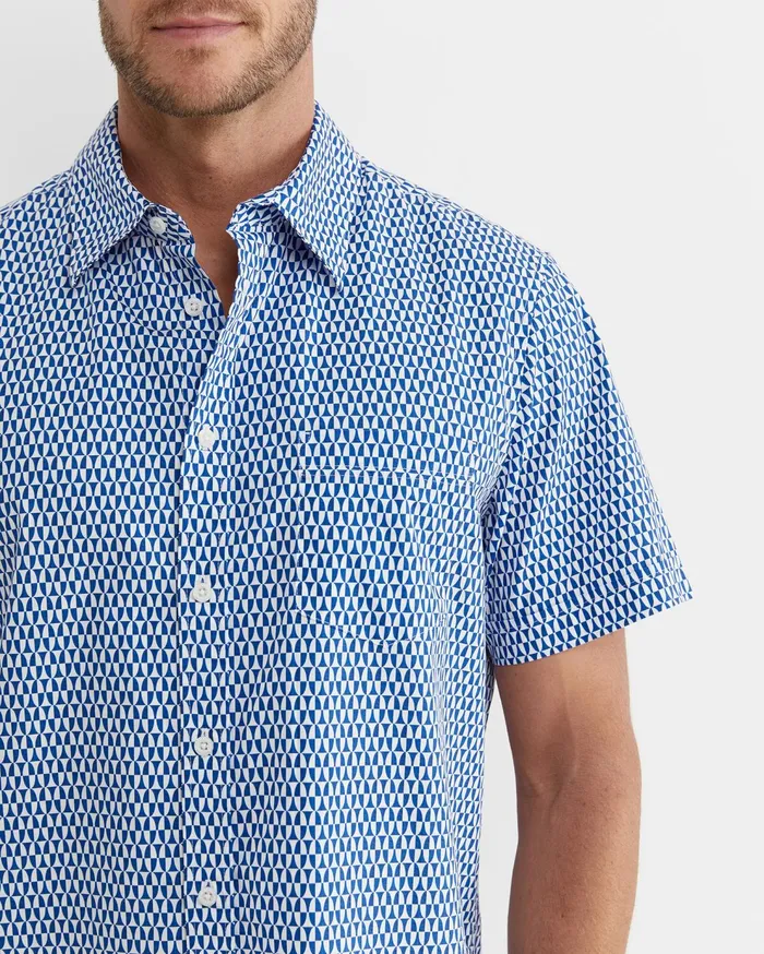 Sportscraft Russel Short Sleeve Shirt Whitemulti Men Shirts