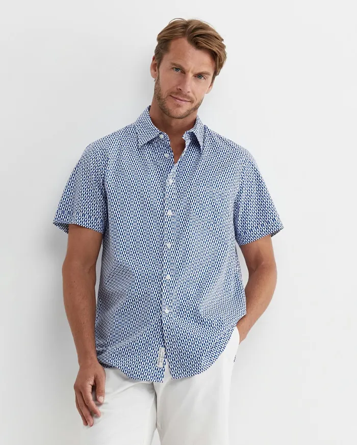 Sportscraft Russel Short Sleeve Shirt Whitemulti Men Shirts