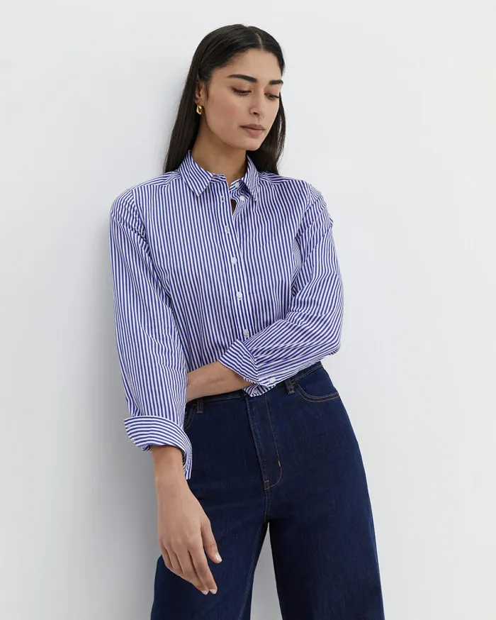 Sportscraft Stripe Lily Voile Shirt Bluewhite Women Shirts