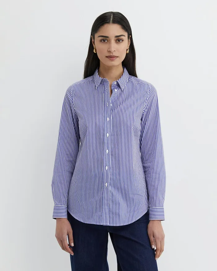 Sportscraft Stripe Lily Voile Shirt Bluewhite Women Shirts