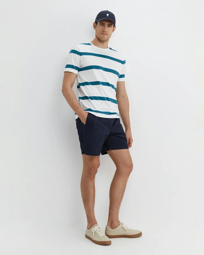 Sportscraft Sullivan Stripe Tee Whiteteal Men TShirts and Polos