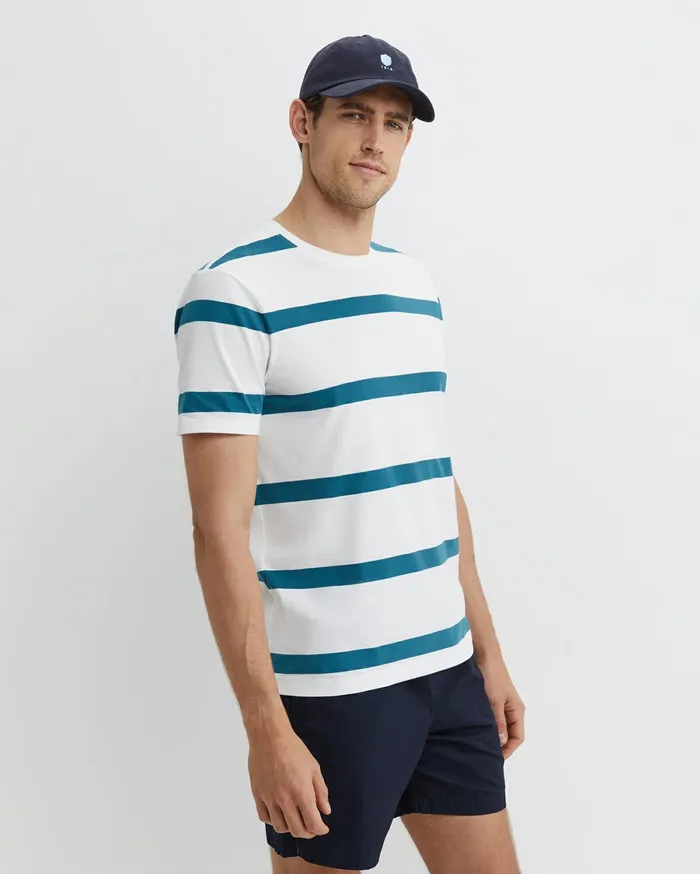 Sportscraft Sullivan Stripe Tee Whiteteal Men TShirts and Polos