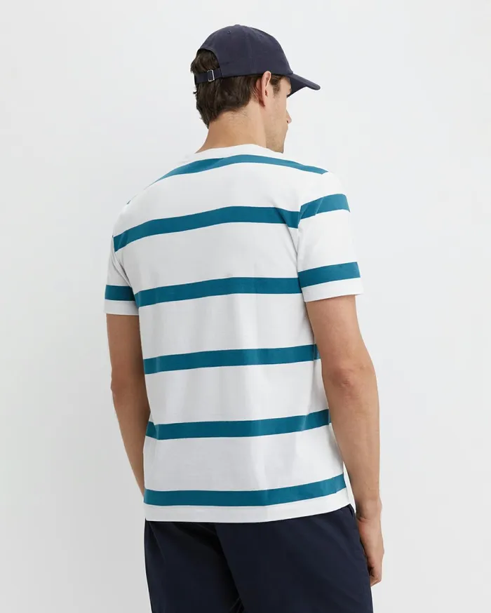Sportscraft Sullivan Stripe Tee Whiteteal Men TShirts and Polos