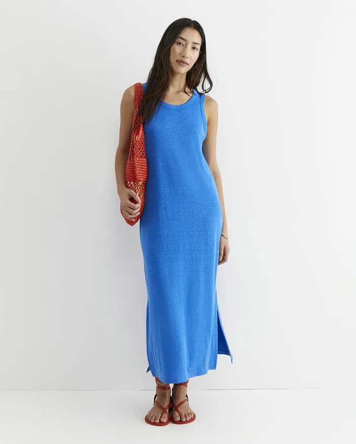 Sportscraft Tonia Linen Tank Midi Dress Peacock Women Dresses