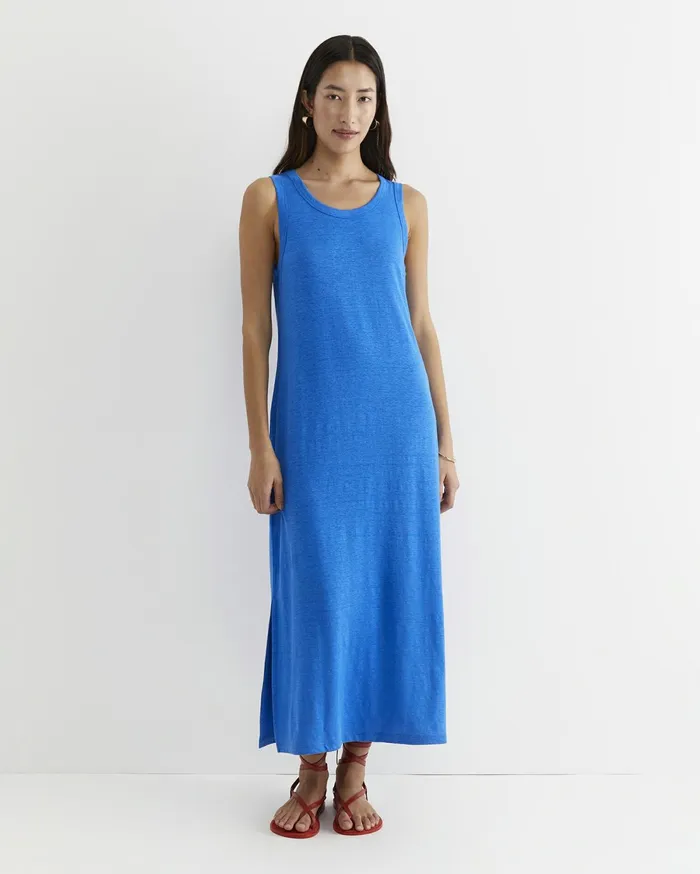 Sportscraft Tonia Linen Tank Midi Dress Peacock Women Dresses