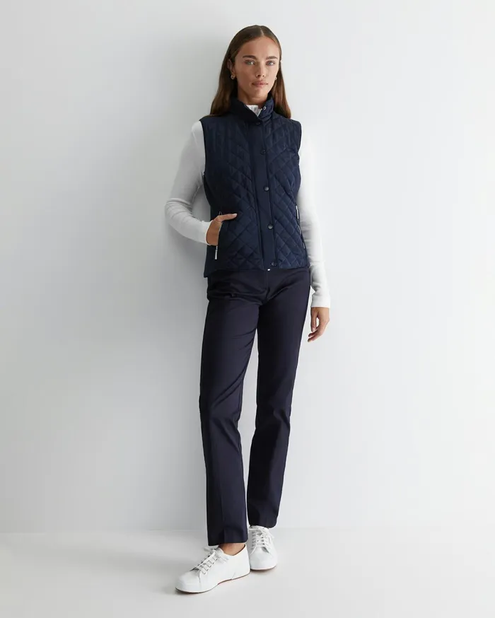 Sportscraft Vera Quilted Vest Navy Women Knits and Cardigans