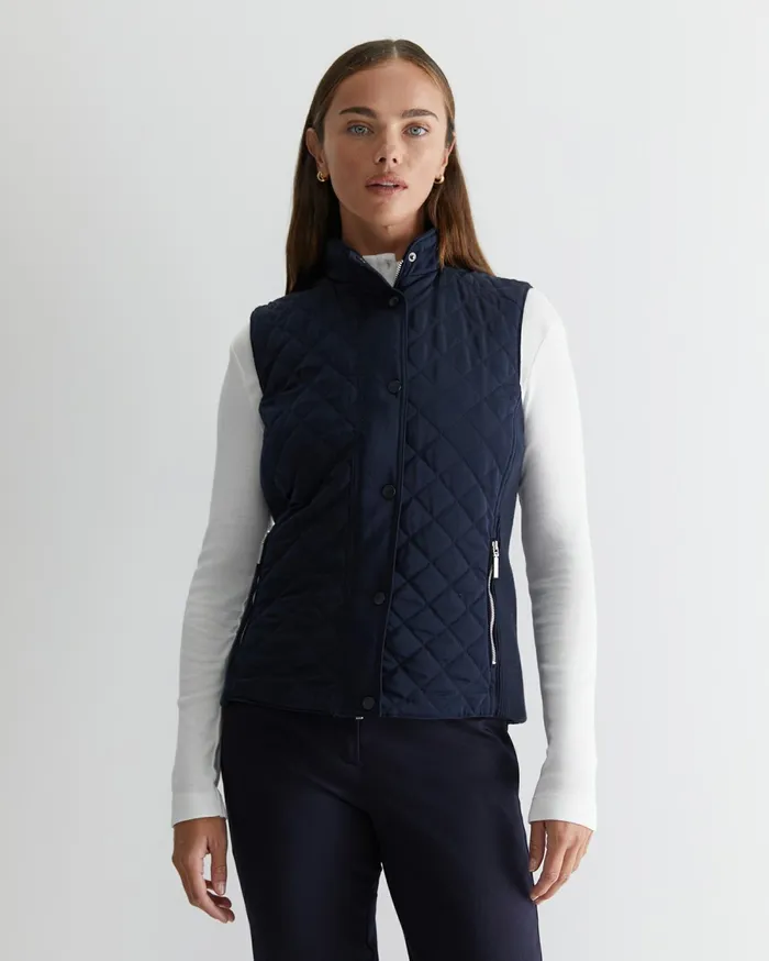 Sportscraft Vera Quilted Vest Navy Women Knits and Cardigans