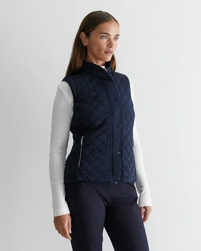 Sportscraft Vera Quilted Vest Navy Women Knits and Cardigans
