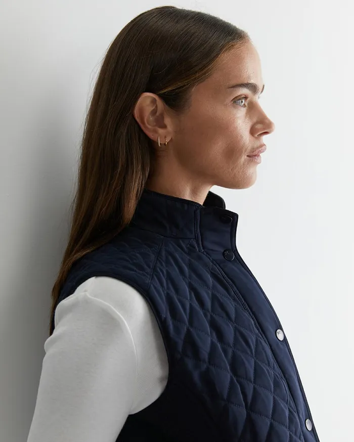 Sportscraft Vera Quilted Vest Navy Women Knits and Cardigans