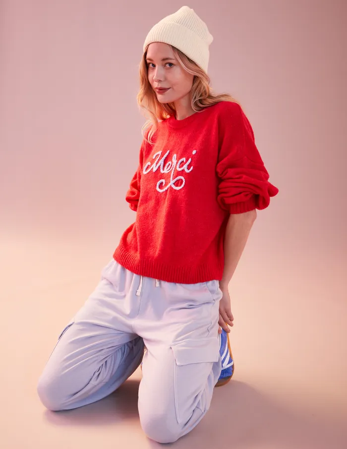 Sundry Clothing Sweaters Women Women039s Merci Crew Neck Sweater In Flare Red Flare Red Sundry Clothing Sweaters Women Women039s Merci Crew Neck Sweater In Flare Red Flare Red