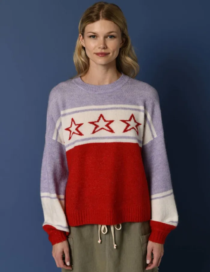 Sundry Clothing Sweaters Women Women039s Star Intarsia Sweater In Flare Red Flare Red Sundry Clothing Sweaters Women Women039s Star Intarsia Sweater In Flare Red Flare Red