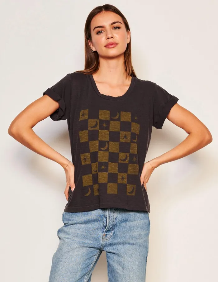 Sundry Clothing Tees Women Women039s Checker Rolled Sleeve Tee In Washed Black Washed Black Sundry Clothing Tees Women Women039s Checker Rolled Sleeve Tee In Washed Black Washed Black