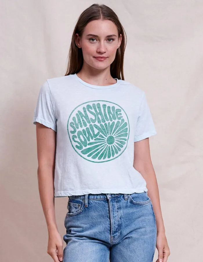 Sundry Clothing Tees Women Women039s Sunshine Crew Neck Tee In Icicle Icicle