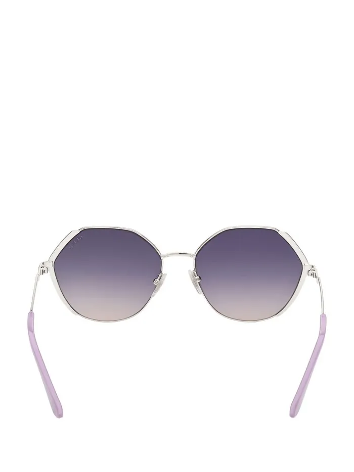 Sunglasses GUESS Women Colored Temple Geometric Sunglasses WhtSilver Sunglasses GUESS Women Colored Temple Geometric Sunglasses WhtSilver