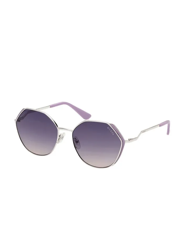 Sunglasses GUESS Women Colored Temple Geometric Sunglasses WhtSilver Sunglasses GUESS Women Colored Temple Geometric Sunglasses WhtSilver