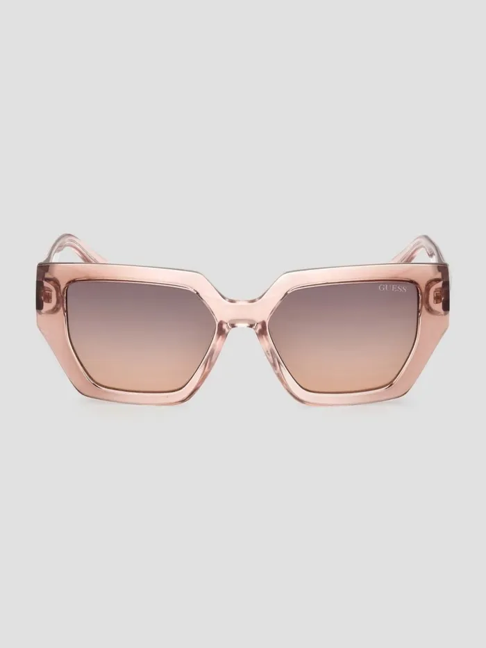 Sunglasses Women GUESS Emilia Geometric Plastic Sunglasses Brown