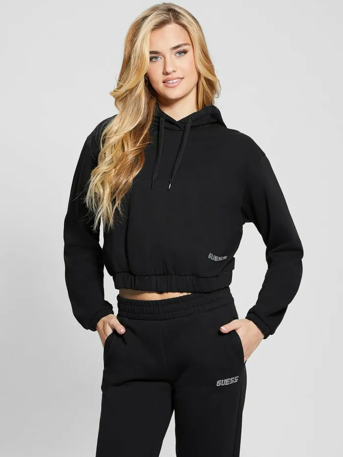 Sweaters and Knits GUESS Women Eleanora Cropped Hoodie Black