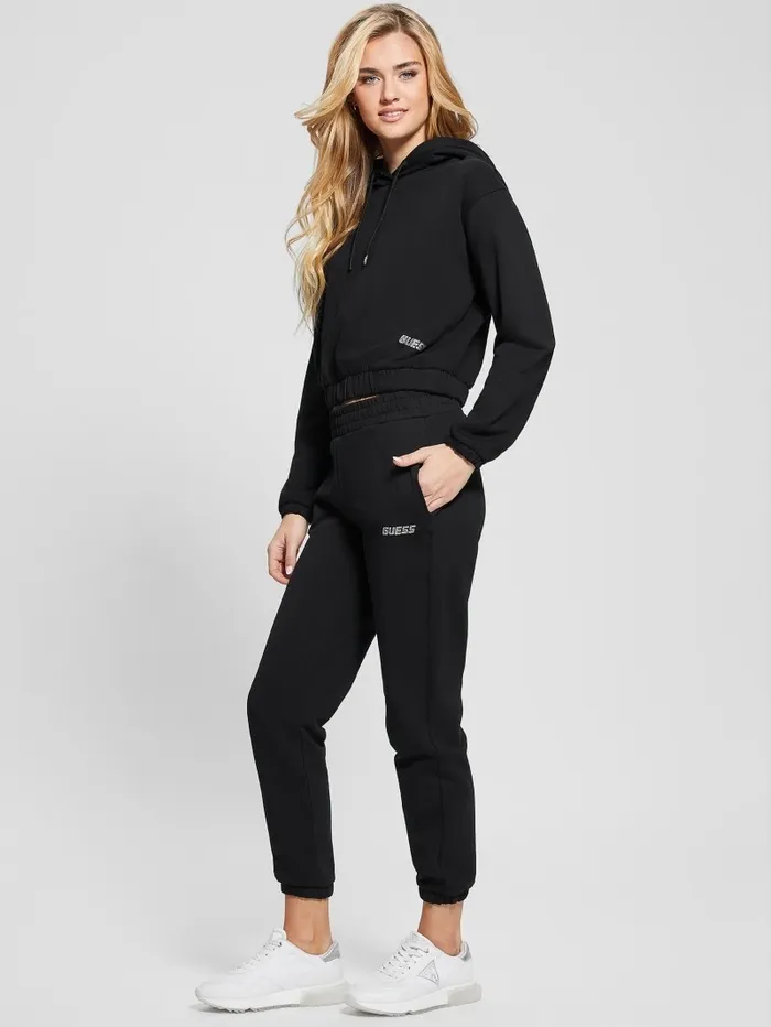 Sweaters and Knits GUESS Women Eleanora Cropped Hoodie Black Sweaters and Knits GUESS Women Eleanora Cropped Hoodie Black