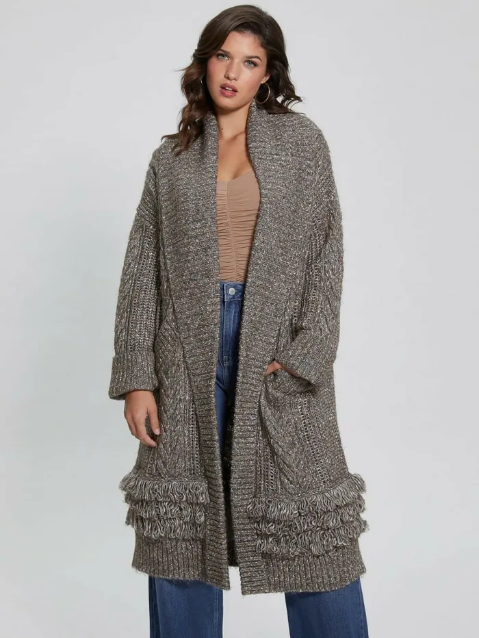 Sweaters and Knits Women Liliane Longline Cardigan Sweater Dark Coal Heather GUESS Sweaters and Knits Women Liliane Longline Cardigan Sweater Dark Coal Heather GUESS