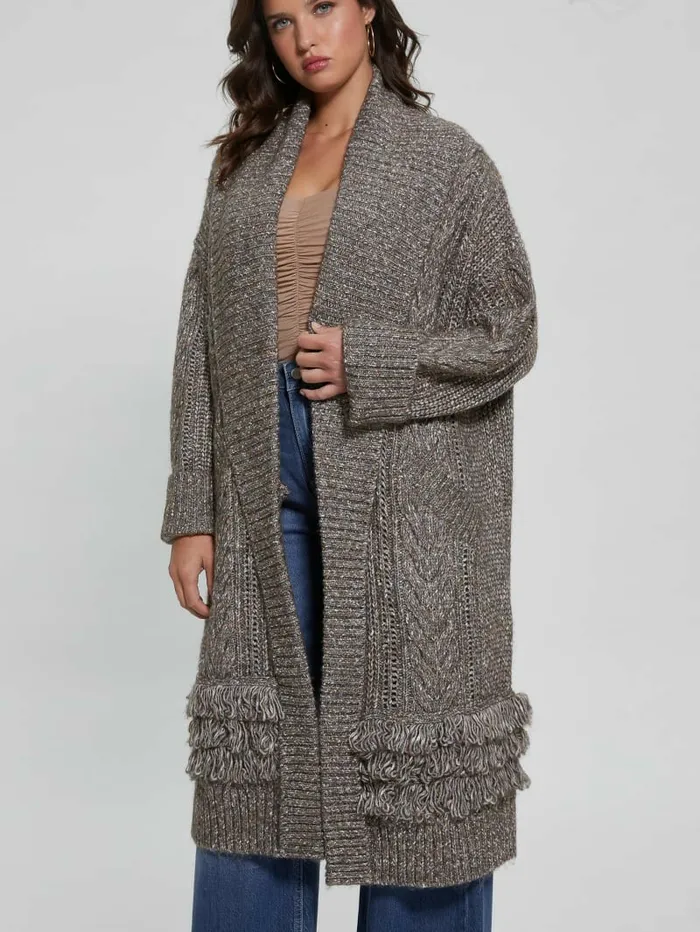 Sweaters and Knits Women Liliane Longline Cardigan Sweater Dark Coal Heather GUESS