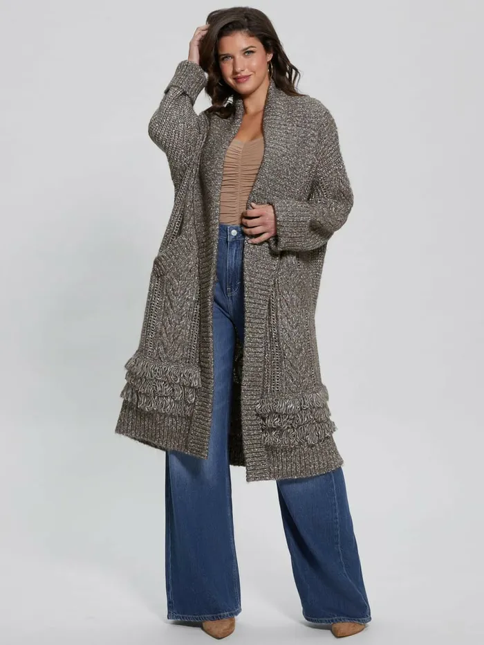 Sweaters and Knits Women Liliane Longline Cardigan Sweater Dark Coal Heather GUESS
