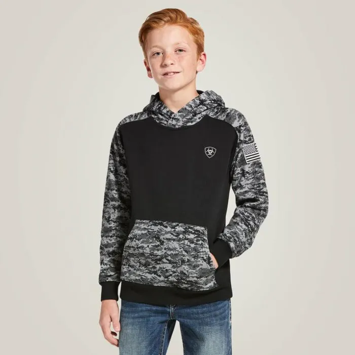 Sweatshirts and Hoodies Kids Ariat Patriot Hoodie Black Digi Camo