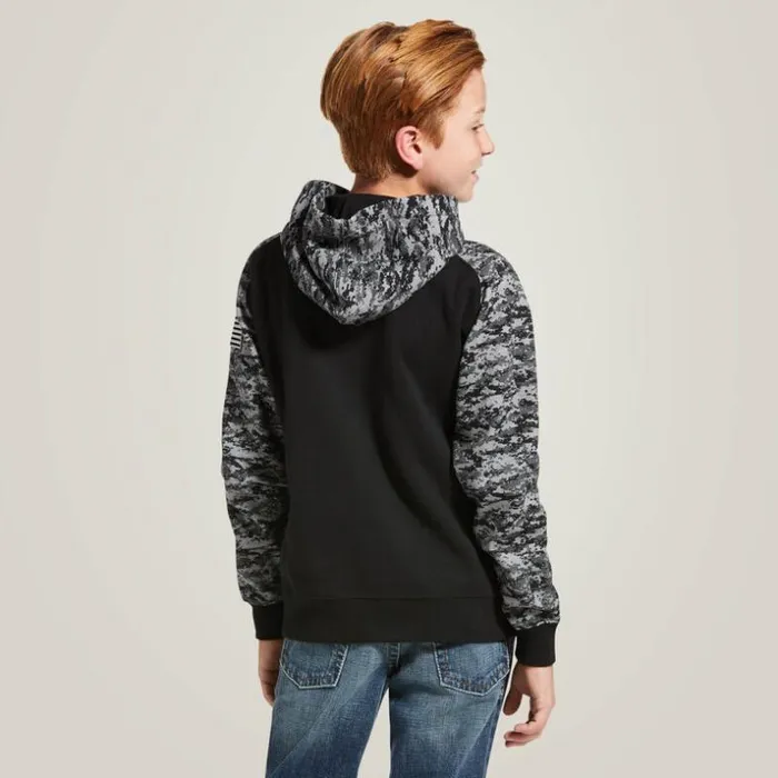 Sweatshirts and Hoodies Kids Ariat Patriot Hoodie Black Digi Camo Sweatshirts and Hoodies Kids Ariat Patriot Hoodie Black Digi Camo