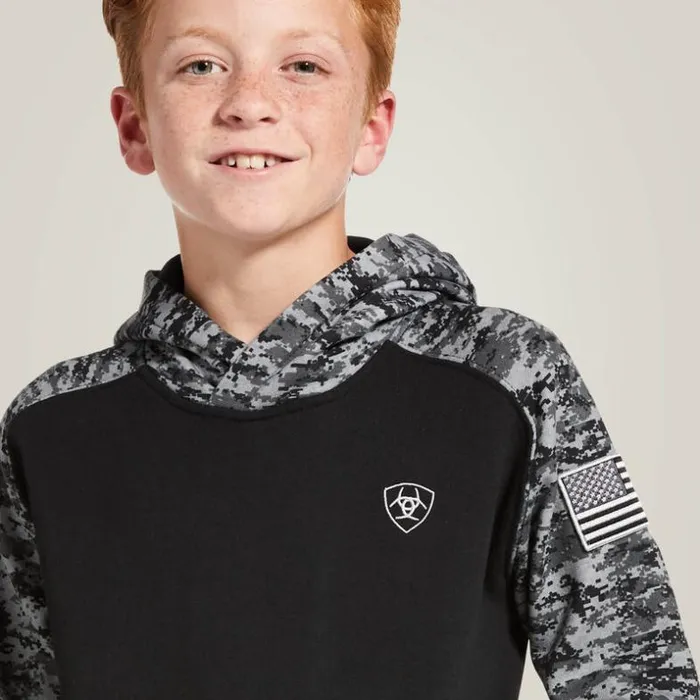 Sweatshirts and Hoodies Kids Ariat Patriot Hoodie Black Digi Camo Sweatshirts and Hoodies Kids Ariat Patriot Hoodie Black Digi Camo
