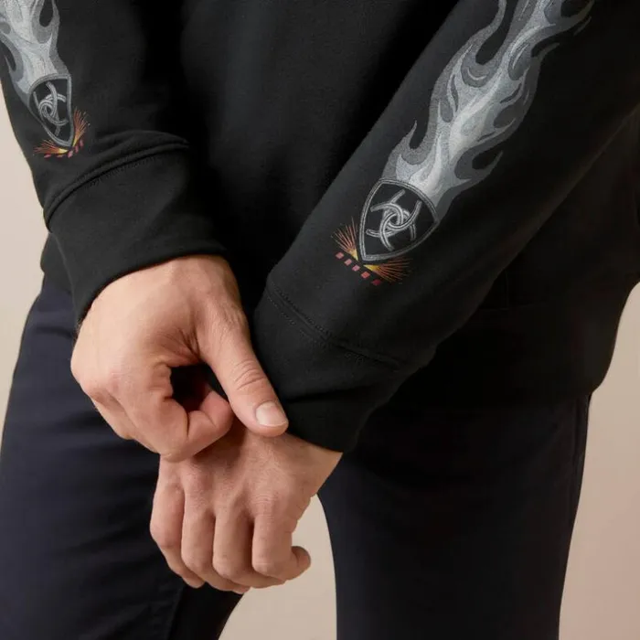 Sweatshirts and Hoodies Men Ariat FR DuraStretch Flames Hoodie Black