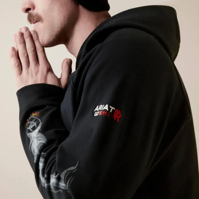 Sweatshirts and Hoodies Men Ariat FR DuraStretch Flames Hoodie Black