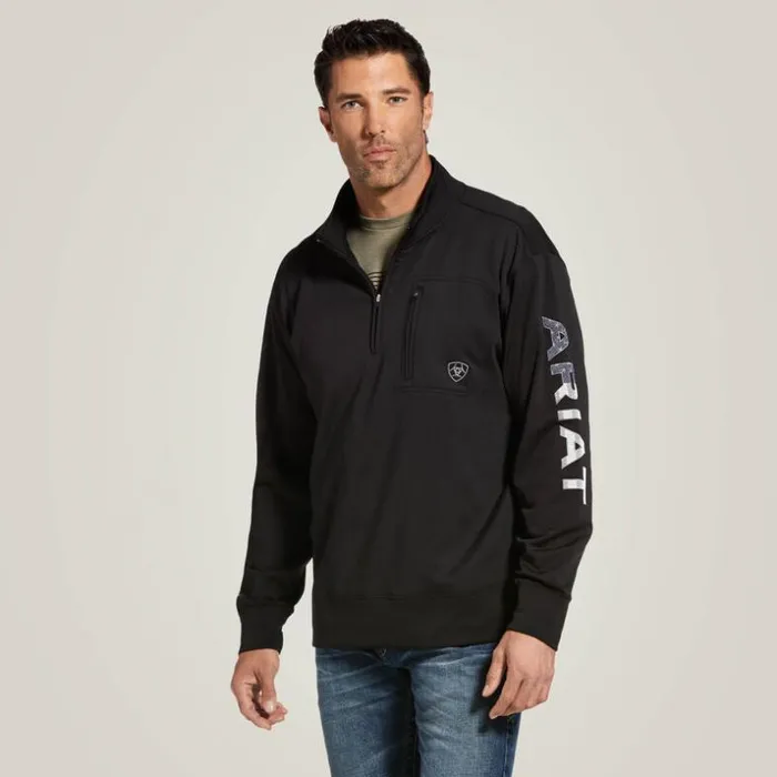 Sweatshirts and Hoodies Men Ariat Team Logo 14 Zip Sweatshirt Blackamericana