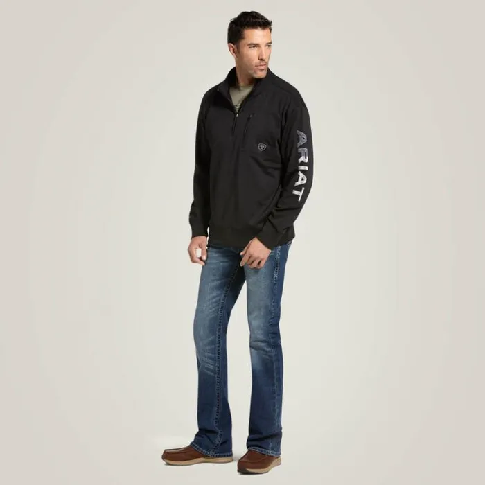 Sweatshirts and Hoodies Men Ariat Team Logo 14 Zip Sweatshirt Blackamericana