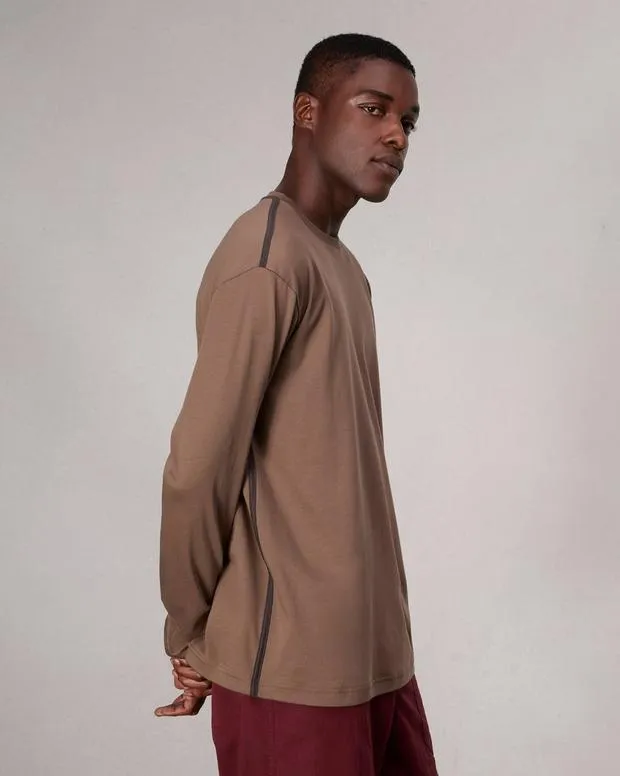 TShirts and Henleys rag and bone Men Relaxed Fit ContrastTrim Cotton Tee BrownWashed Black