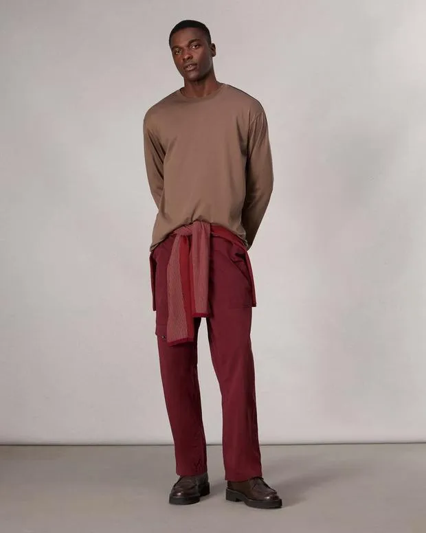 TShirts and Henleys rag and bone Men Relaxed Fit ContrastTrim Cotton Tee BrownWashed Black