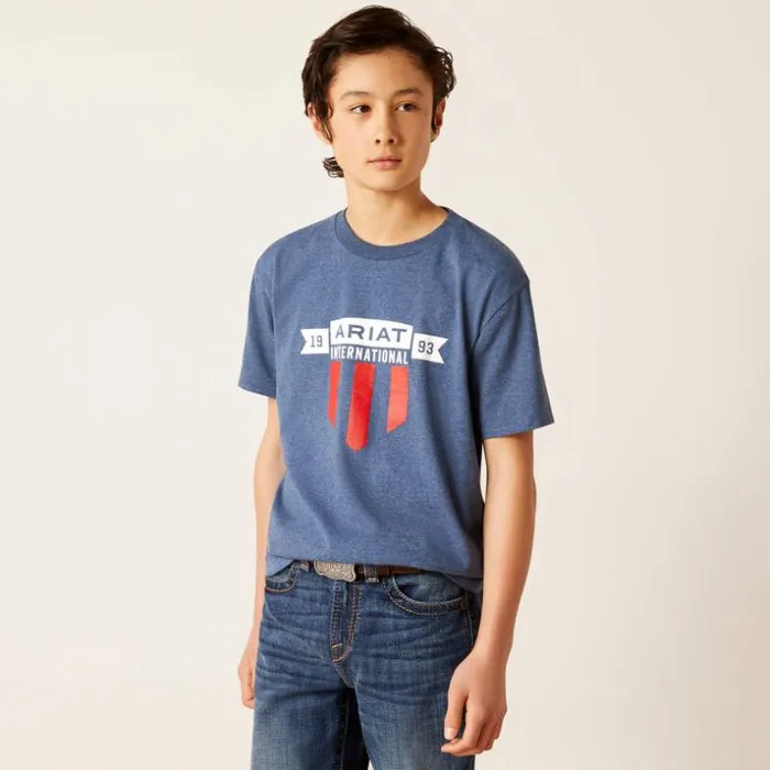 TShirts and Polos Kids Ariat Ariat Banner Shield TShirt Navy Heather