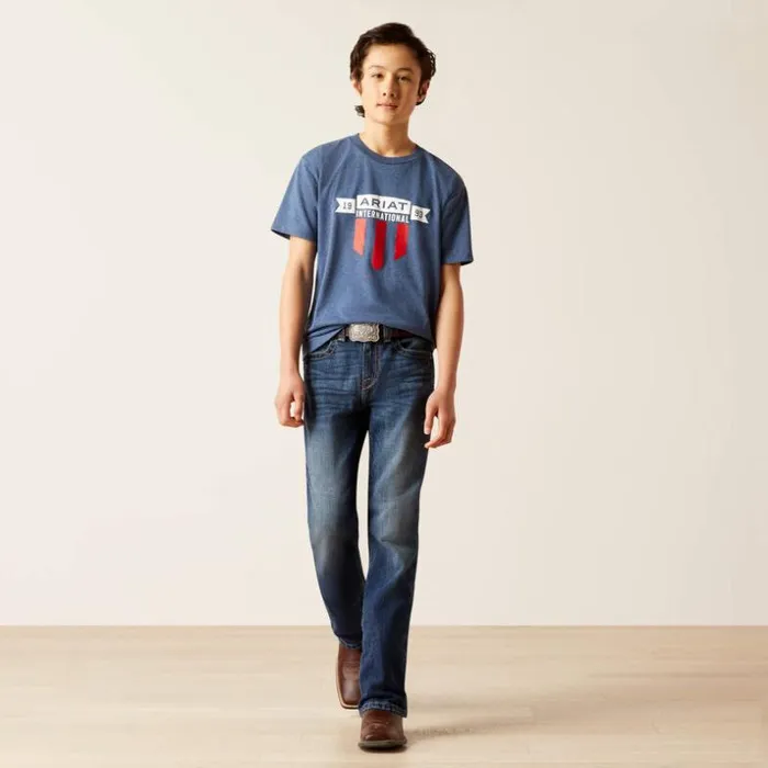 TShirts and Polos Kids Ariat Ariat Banner Shield TShirt Navy Heather TShirts and Polos Kids Ariat Ariat Banner Shield TShirt Navy Heather
