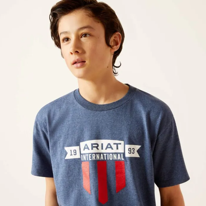 TShirts and Polos Kids Ariat Ariat Banner Shield TShirt Navy Heather TShirts and Polos Kids Ariat Ariat Banner Shield TShirt Navy Heather