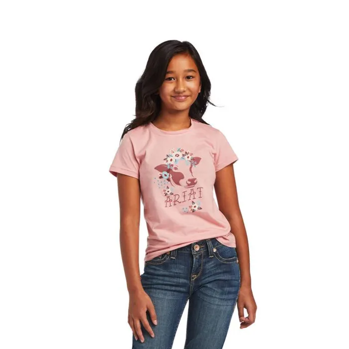 TShirts and Polos Kids Ariat REAL MooChacha Tee Bridal Rose