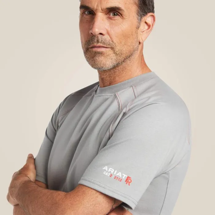 TShirts and Polos Men Ariat FR Work Crew TShirt Silver Fox TShirts and Polos Men Ariat FR Work Crew TShirt Silver Fox