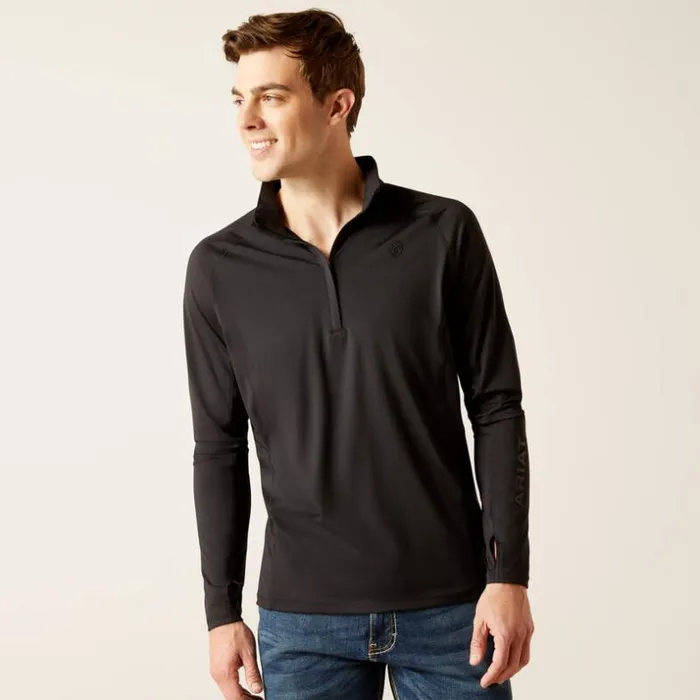 TShirts and Polos Men Ariat Lowell 14 Zip Recycled Materials Baselayer Black