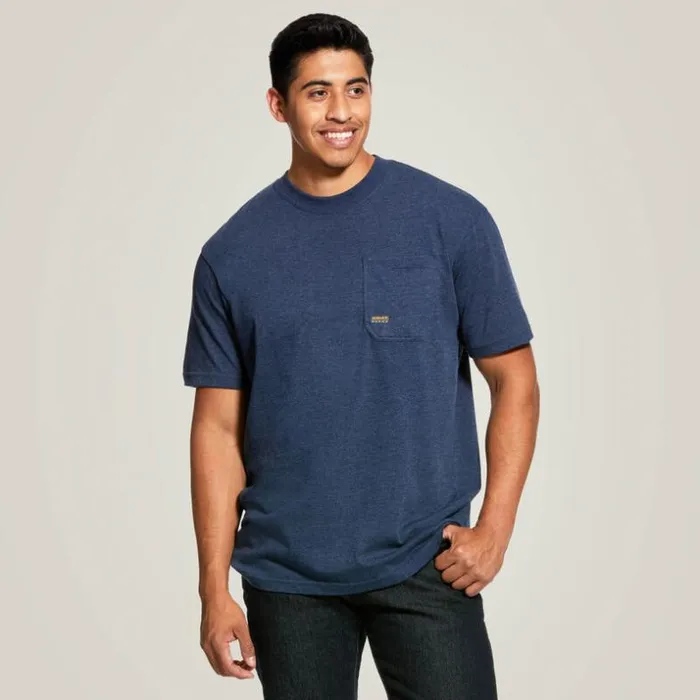 TShirts and Polos Men Ariat Rebar Cotton Strong American Grit Graphic TShirt Navy Heather