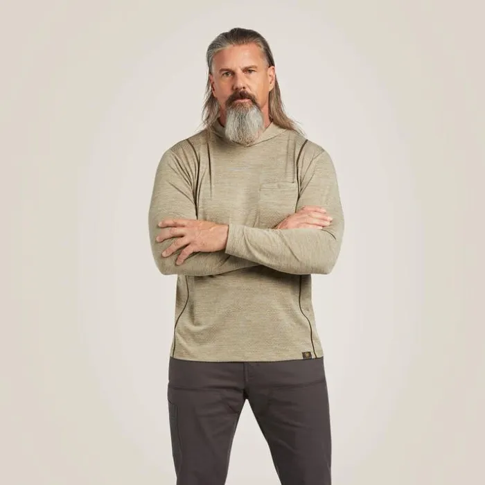 TShirts and Polos Men Ariat Rebar Evolution Hooded Sun Shirt Brindle