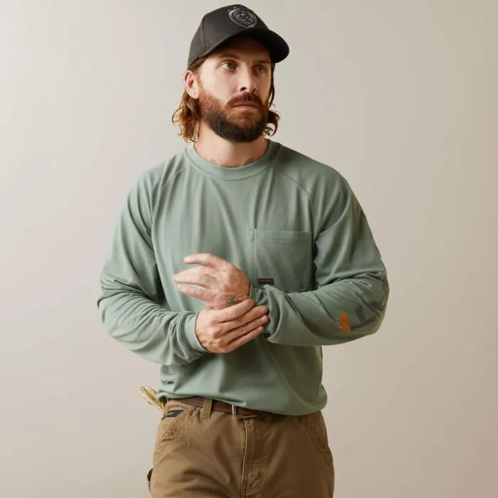 TShirts and Polos Men Ariat Rebar Heat Fighter TShirt Lily Pad Periscope