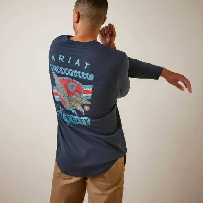 TShirts and Polos Men Ariat Rebar Workman Union Eagle Navy