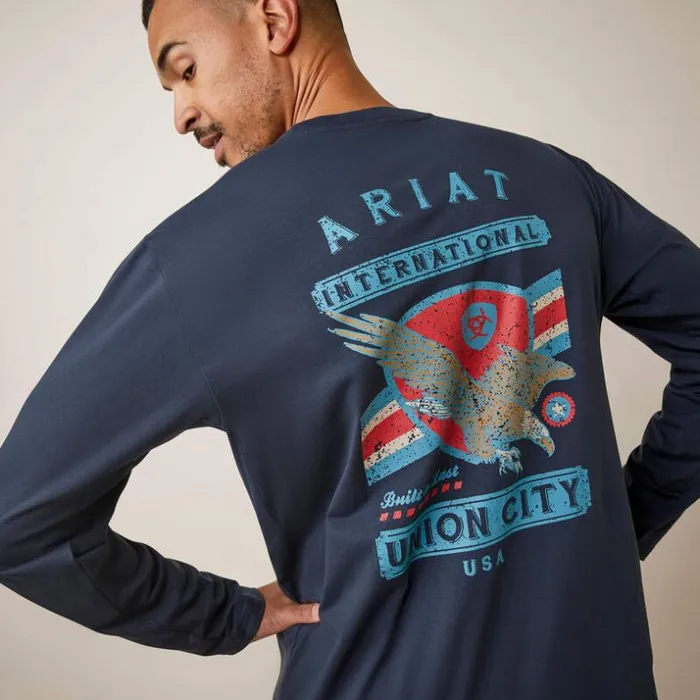 TShirts and Polos Men Ariat Rebar Workman Union Eagle Navy TShirts and Polos Men Ariat Rebar Workman Union Eagle Navy