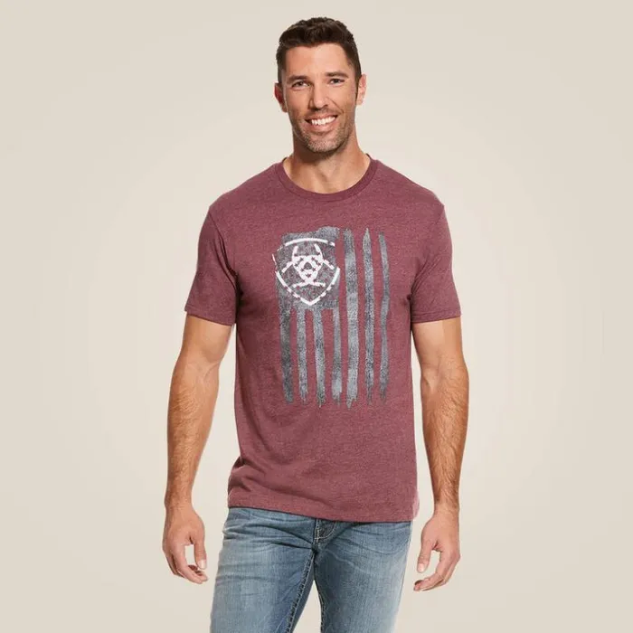TShirts and Polos Men Ariat Vertical Flag Burgundy Heather